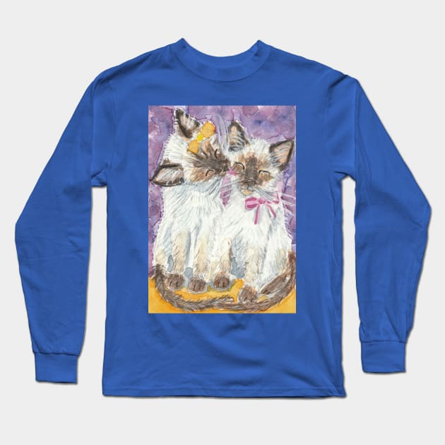 siamese kittens Long Sleeve T-Shirt by SamsArtworks